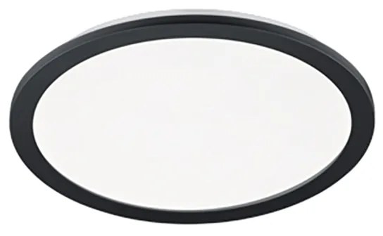 Kerek mennyezeti lámpa fekete 40 cm LED-del, 3 fokozatú fényerőszabályzóval IP44 - Lope
