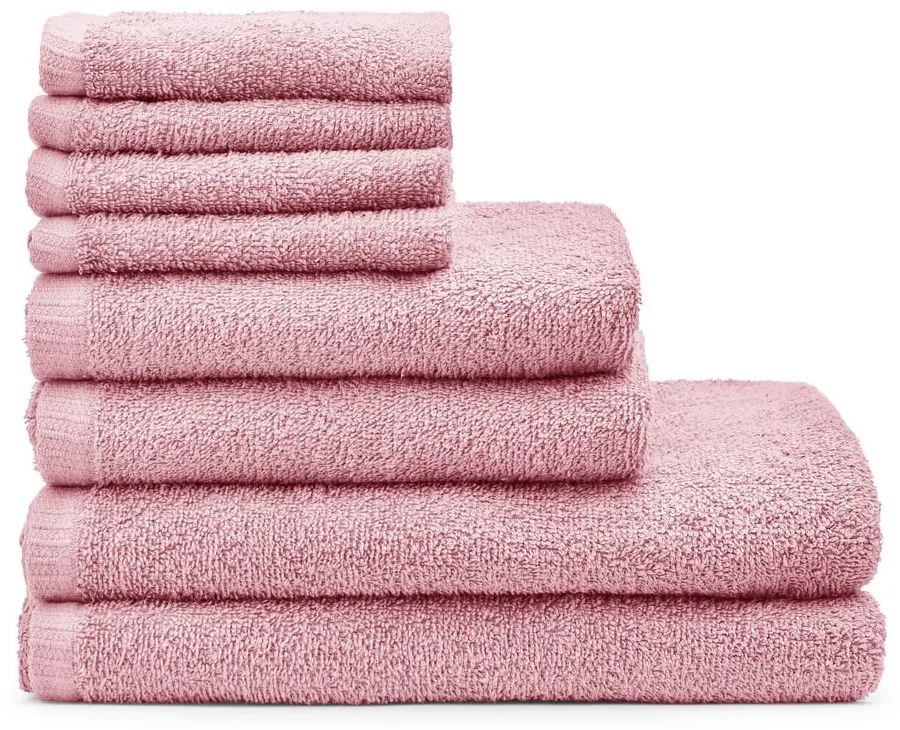 Rózsaszín gyorsan száradó-frottír pamut törölköző és fürdőlepedő készlet 8 db-os Quick Dry – Catherine Lansfield