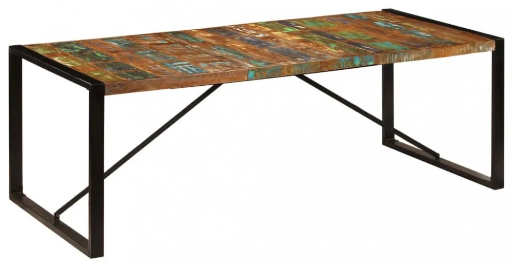 tömör újrahasznosított fa étkezőasztal 220 x 100 x 75 cm