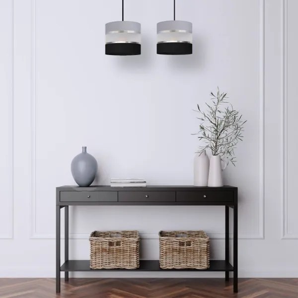 Csillár zsinóron HELEN 2xE27/15W/230V fekete/szürke/ezüst