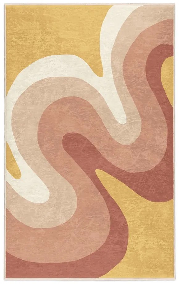 Okkersárga-törtrózsaszín mosható szőnyeg 60x100 cm Strawberry Creamsicle – Mila Home