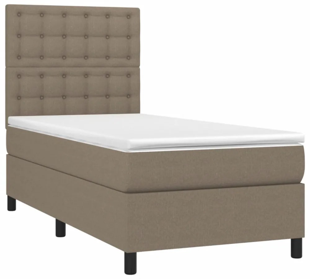 tópszínű szövet rugós és LED-es ágy matraccal 80 x 200 cm