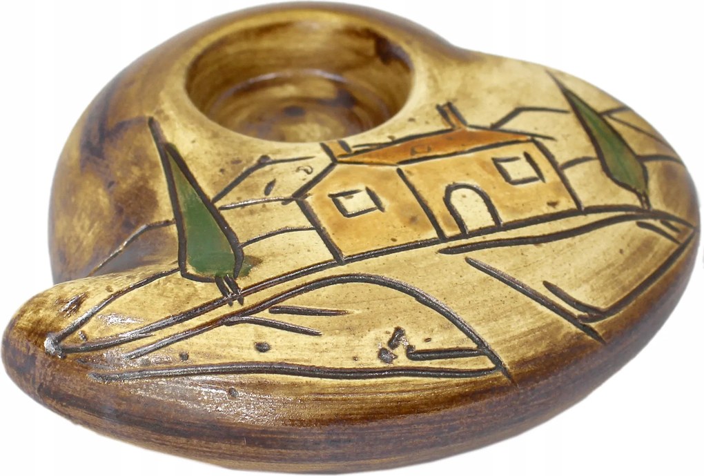 Kerámia gyertyatartó Ø-13 cm-es faragott toszkán táj