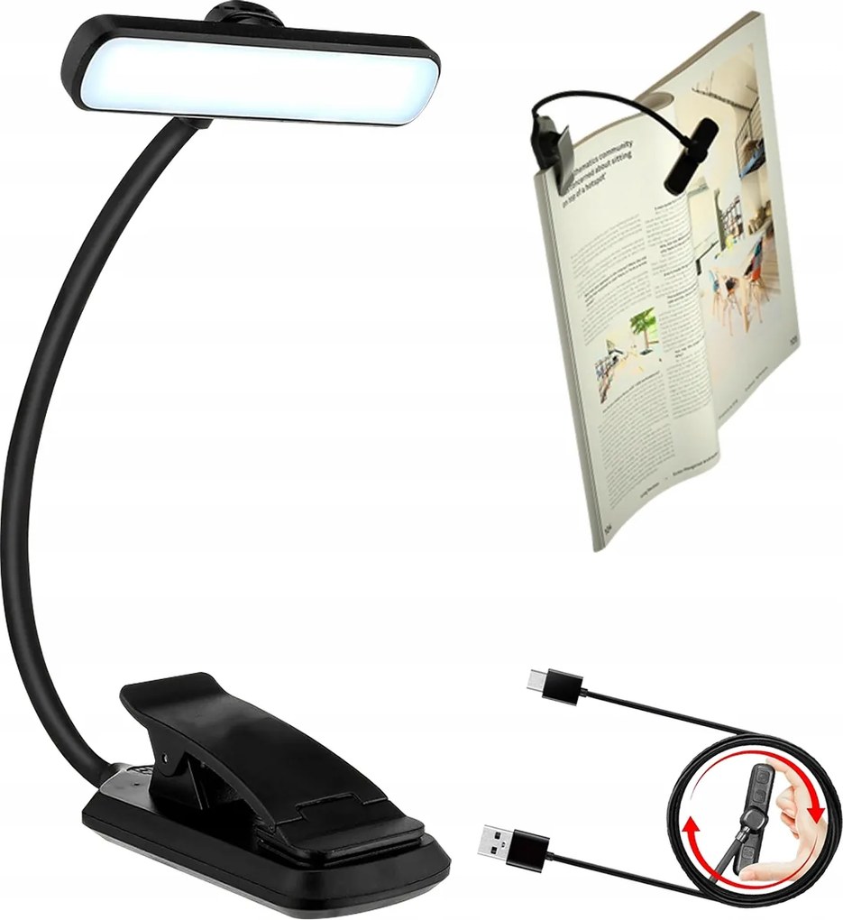 Könyvolvasó Lámpa Usb Éjjeli Lámpa Csiptetővel Egészséges Szem 24LED