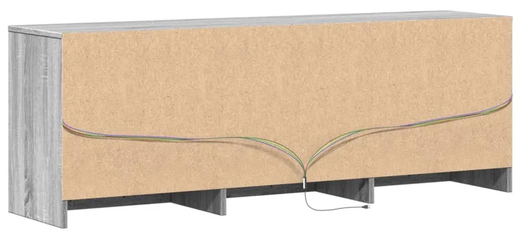 szürke sonoma színű szerelt fa LED-es TV-szekrény 140x34x50 cm