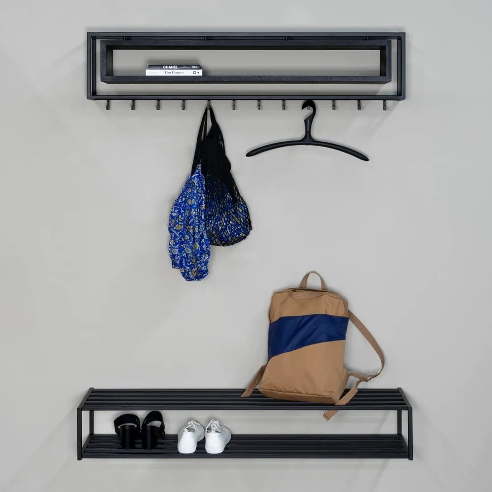 Fekete fém függő cipőtartó 118x20,5x30,5 cm School – Spinder Design
