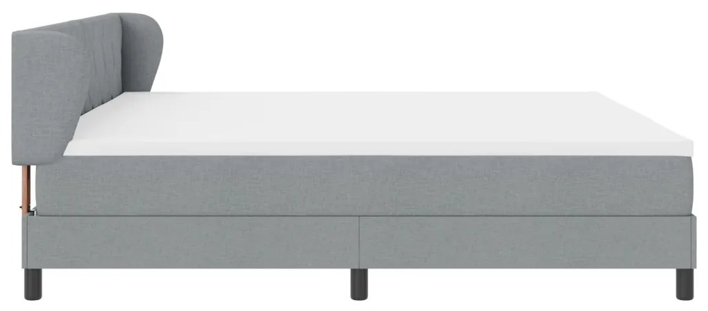 Boxspring Ágy Matrac nélkül Világosszürke 200x200 cm Szövet