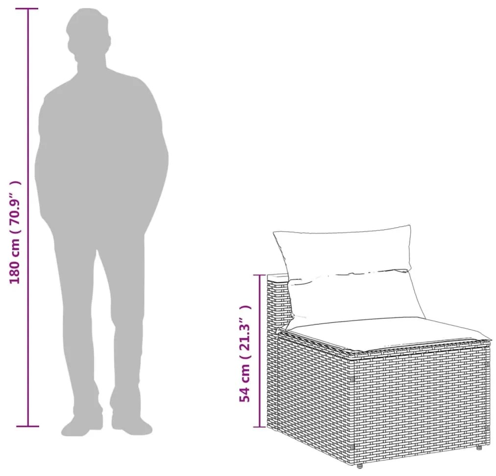 5 részes fekete polyrattan akácfa kerti kanapészett párnákkal