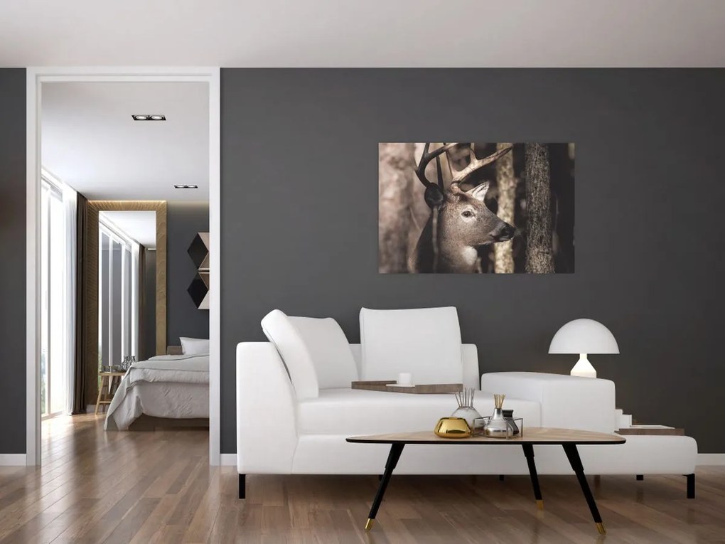 Kép - Szarvas az erdőben (90x60 cm)