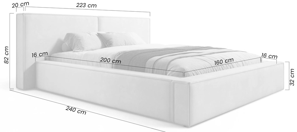 Molino kárpitozott ágy ágyneműtartóval 160x200 cm - bézs Castel 15 bársony