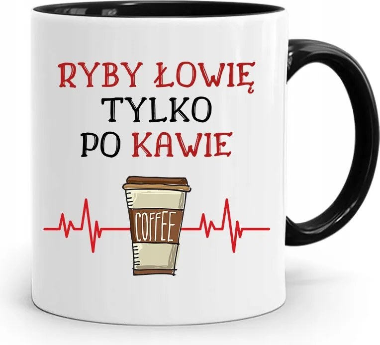 Fekete Bögre Horgászoknak Csak Kávé Után Horgászom, fényképes nyomattal