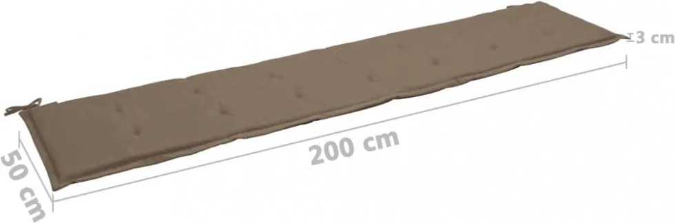 tópszínű oxford szövet kerti padpárna 200x50x4 cm