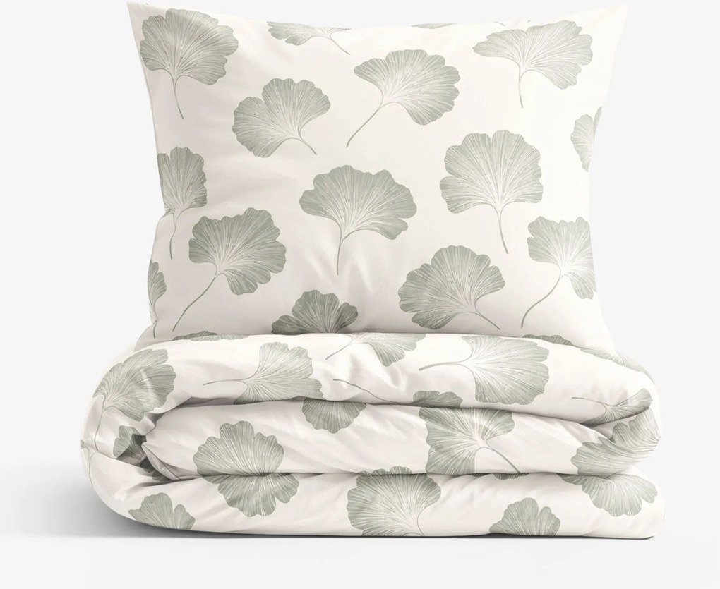 Goldea pamut ágyneműhuzat - minimalista ginkgolevelek 240 x 220 és 2db 70 x 90 cm