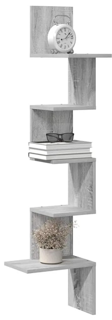 szürke sonoma szerelt fa fali sarokpolc 32x32x127,5 cm