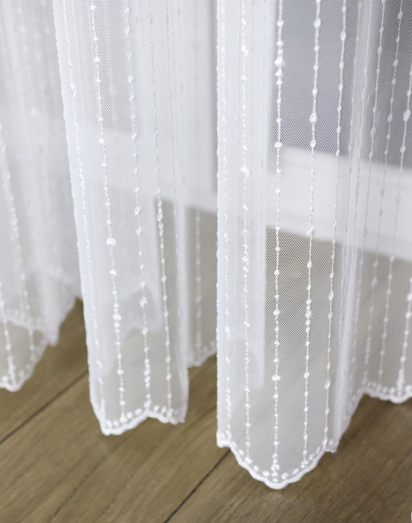 Függöny méteráru hímzett tüll görög Ora fehér magasság: 280 cm
