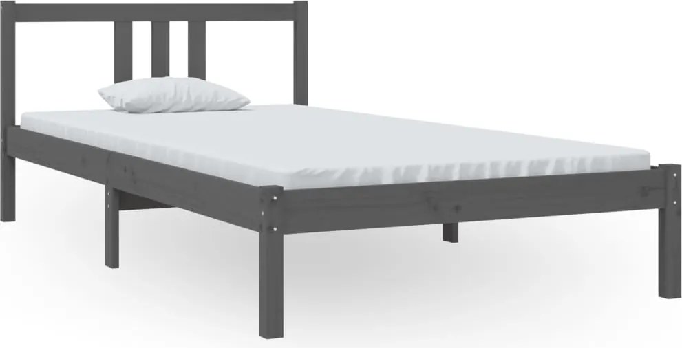 vidaXL szürke tömör fenyőfa ágykeret 100 x 200 cm
