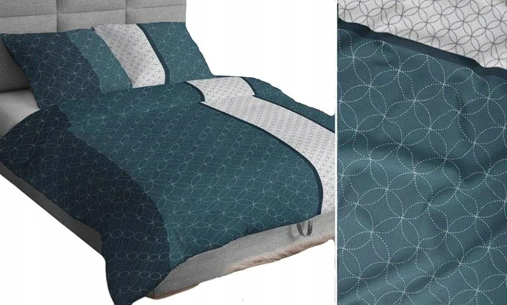 Párnahuzat 40x40 türkiz sötét fehér geometria csíkos 4894 A pamut