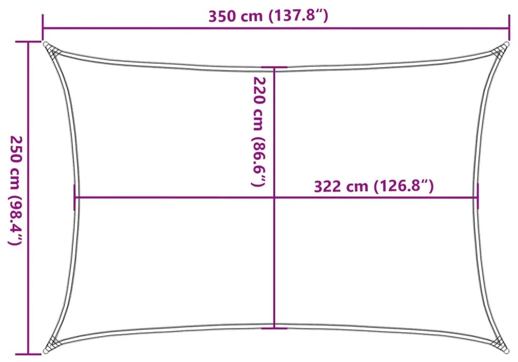 homokszínű 100% poliészter oxford szövet napvitorla 3,5x2,5 m