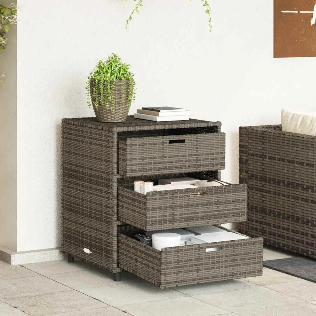 vidaXL szürke polyrattan kerti tárolószekrény 55 x 59 x 69 cm