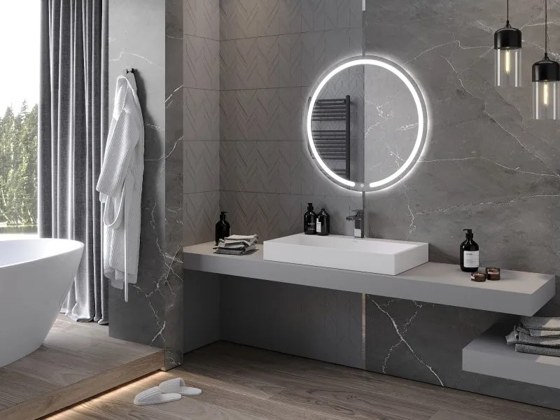 Mexen Rose, LED fürdoszobai tükör háttérvilágítással 80x80 cm, 6000K, páramentes, 9810-080-080-611-00