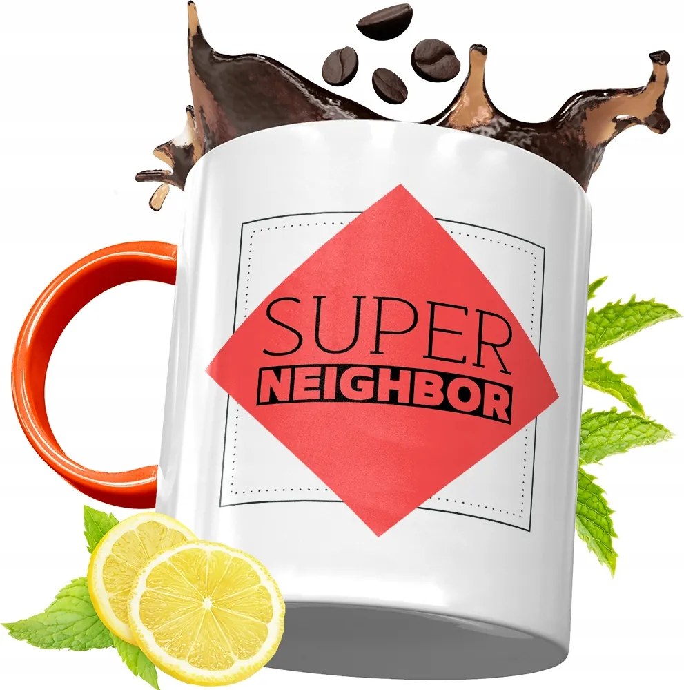 Narancssárga Bögre Szomszédnak Ajándék fényképes nyomattal