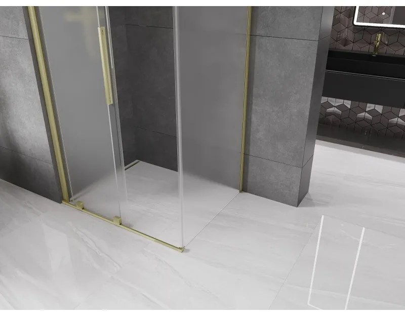 Mexen Velar, tolóajtós zuhanykabin 120 x 70 cm, 8 mm-es matt üveg, arany matt, 871-120-070-31-55