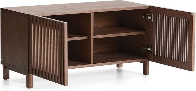 Sötétbarna cipőtartó kőrisfa dekorral 98x50x43 cm Beyla – Kave Home