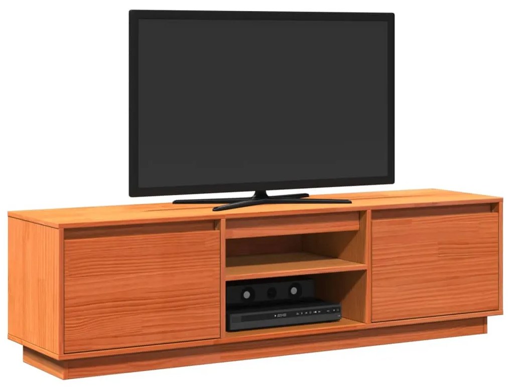 viaszbarna tömör fenyőfa TV-szekrény 140 x 35 x 40 cm