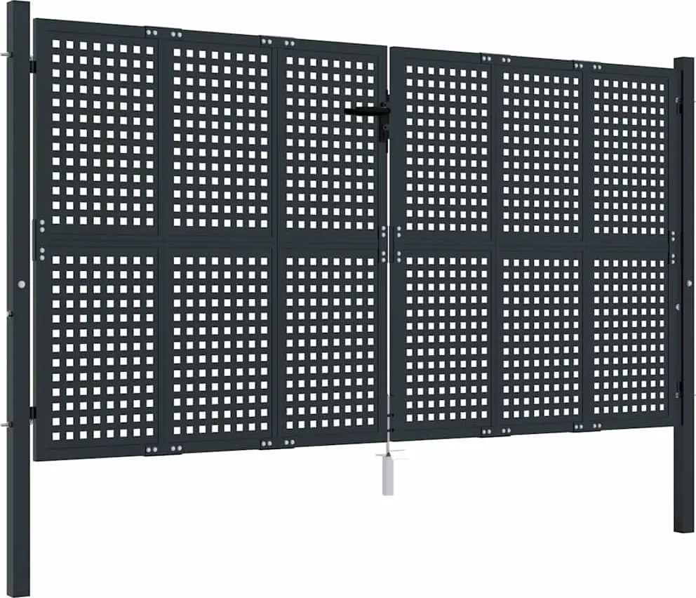 vidaXL antracit színű acél kerti kapu 300 x 150 cm