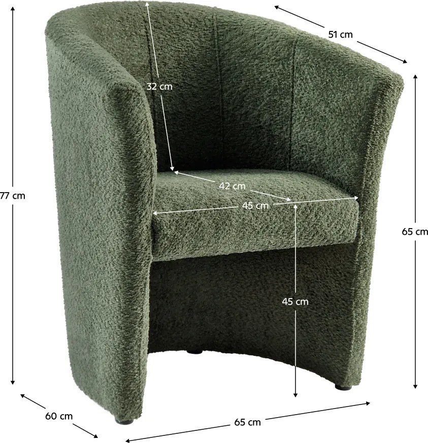 Klub fotel, zöld Coral anyag, CUBA