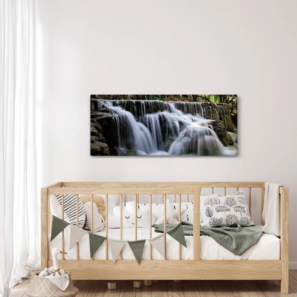 Egy kép a vízesésekről a dzsungelben (120x50 cm)