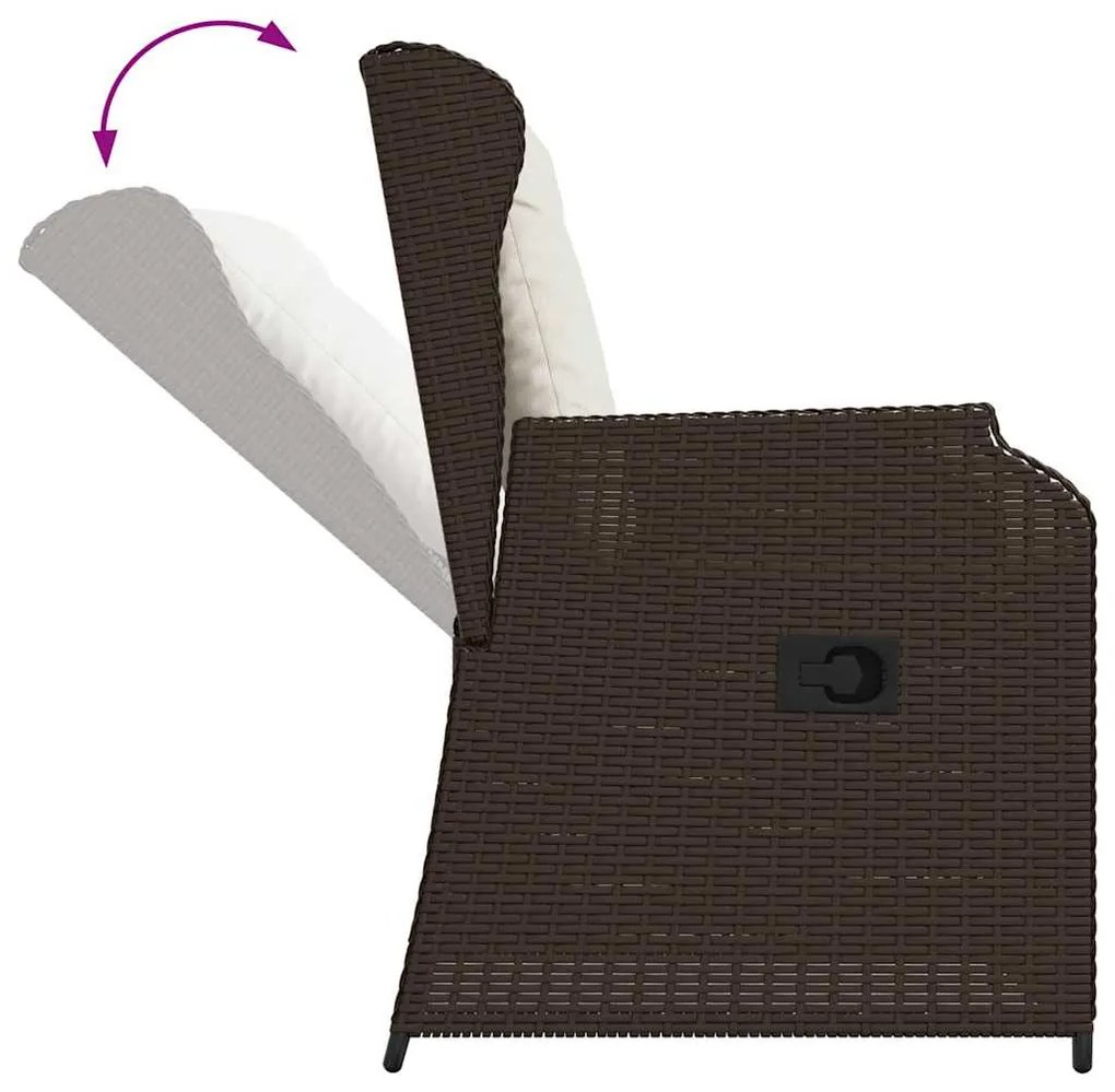 Kerti pad párnával 2 pcs Barna Poli rattan