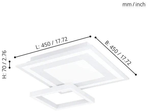 Eglo 99311 - SAVATAEILA-C LED RGB dimmelhető mennyezeti lámpa, 20W, 230V