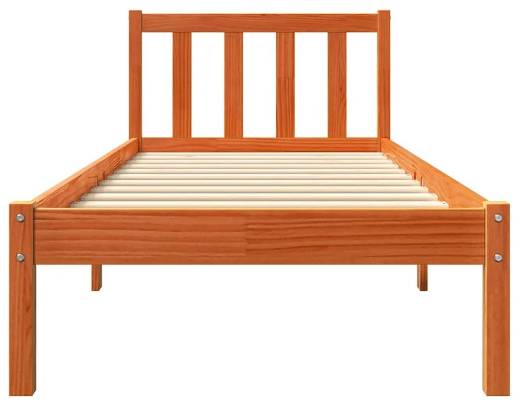 viaszbarna tömör fenyőfa ágy matrac nélkül 100 x 200 cm
