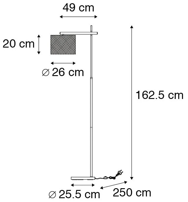 Ipari állólámpa fekete - Drum Mesh