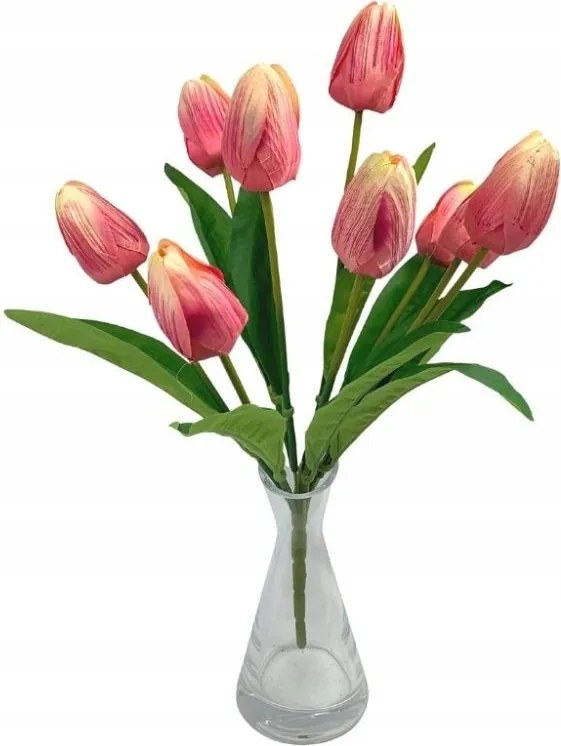 Tulipán csokor mű tulipán 40 cm rózsaszín, krémszínű