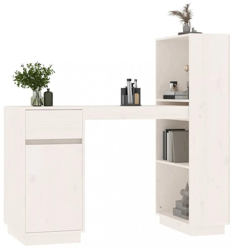 fehér tömör fenyőfa íróasztal 110x53x117 cm