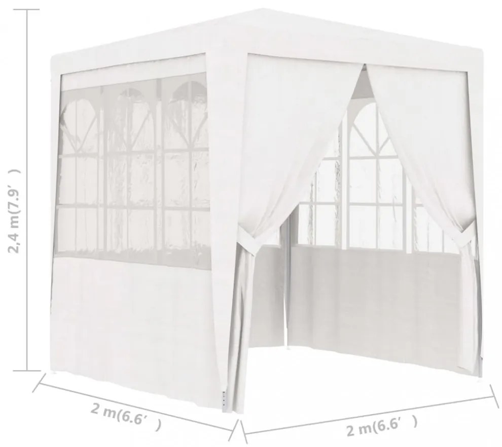 fehér rendezvénysátor oldalfalakkal 2 x 2 m 90 g/m²