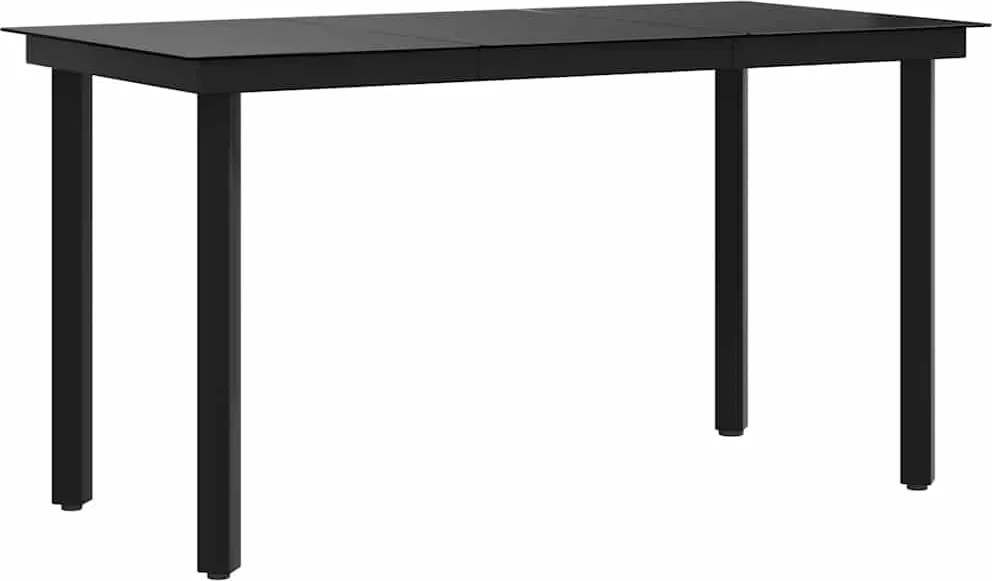 vidaXL fekete acél és üveg kerti étkezőasztal 140 x 70 x 74 cm
