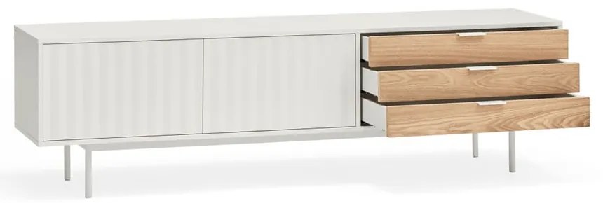 Fehér-natúr színű TV-állvány tölgyfa dekorral 180x52 cm Sierra – Teulat