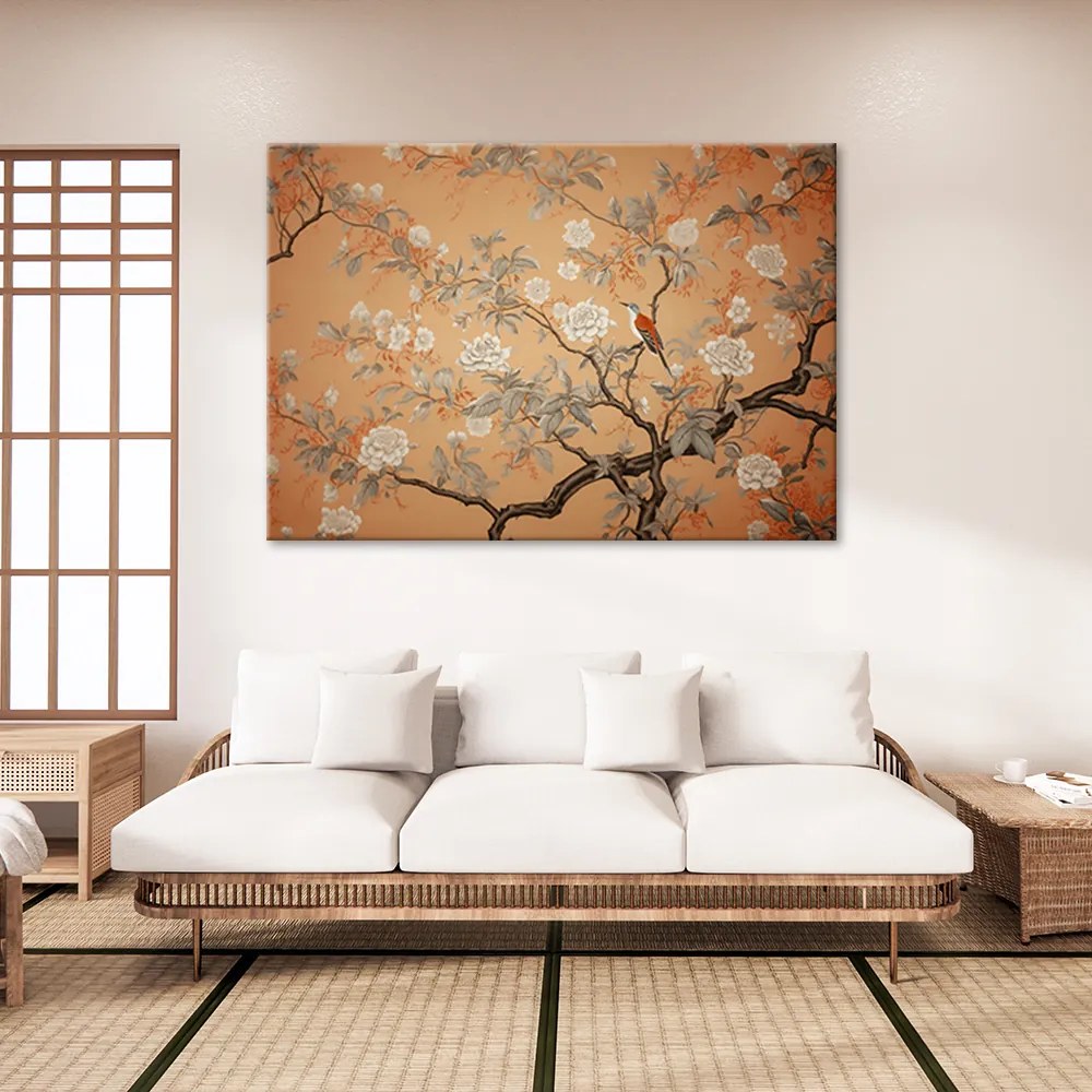 Gario Vászonkép Madarak egy fa virággal Méret: 120 x 80 cm