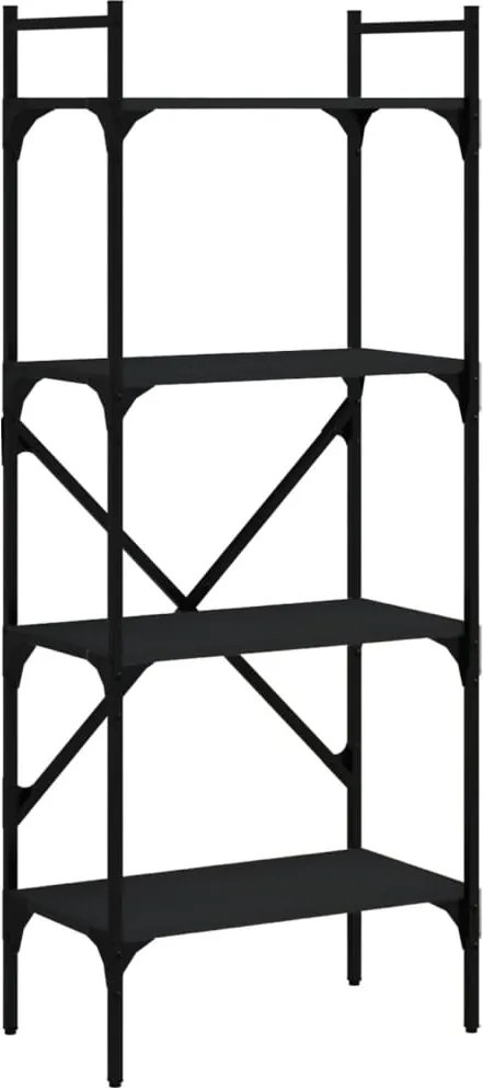 vidaXL 4 szintes fekete szerelt fa könyvespolc 56 x 31,5 x 138,5 cm