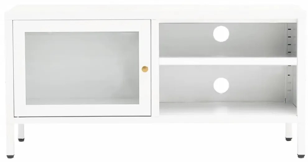 fehér acél és üveg TV-szekrény 90 x 30 x 44 cm