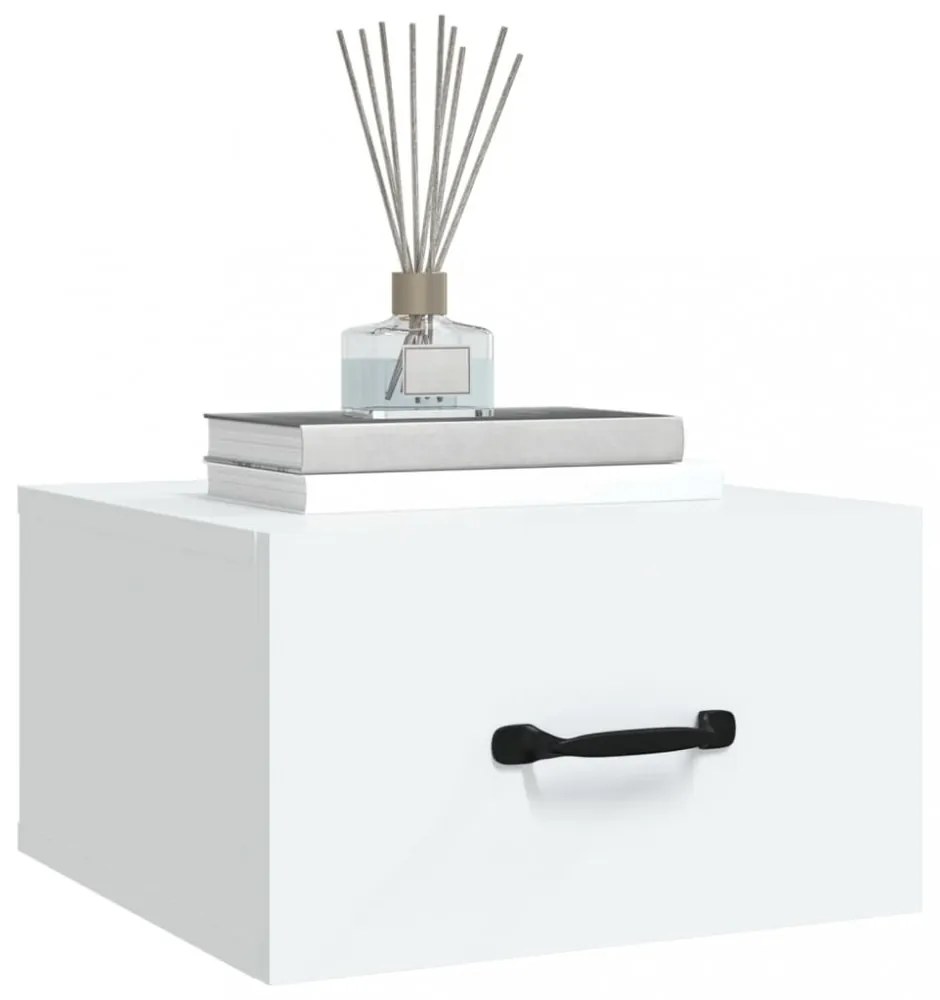 fehér falra szerelhető éjjeliszekrény 35x35x20 cm