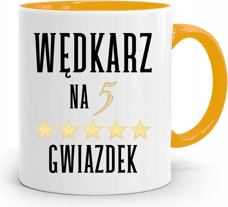 Sárga Horgász Bögre Horgász 5 Csillagos Ajándék fényképes nyomattal