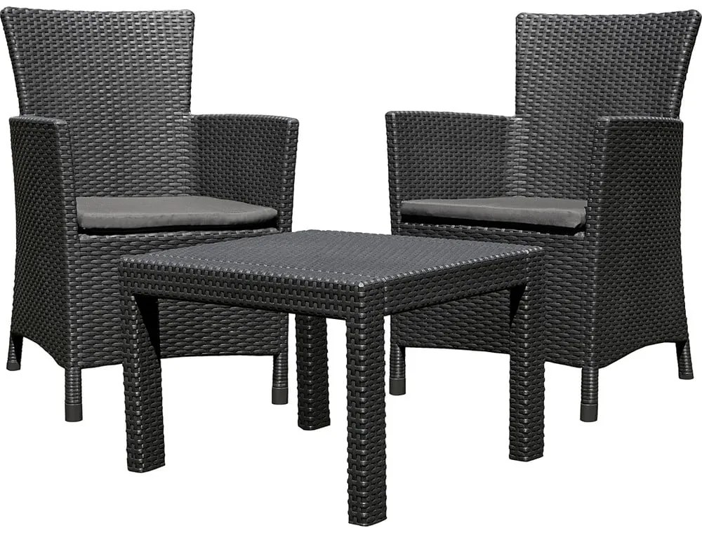 Antracitszürke műrattan kétszemélyes kerti lounge szett Rosario – Keter