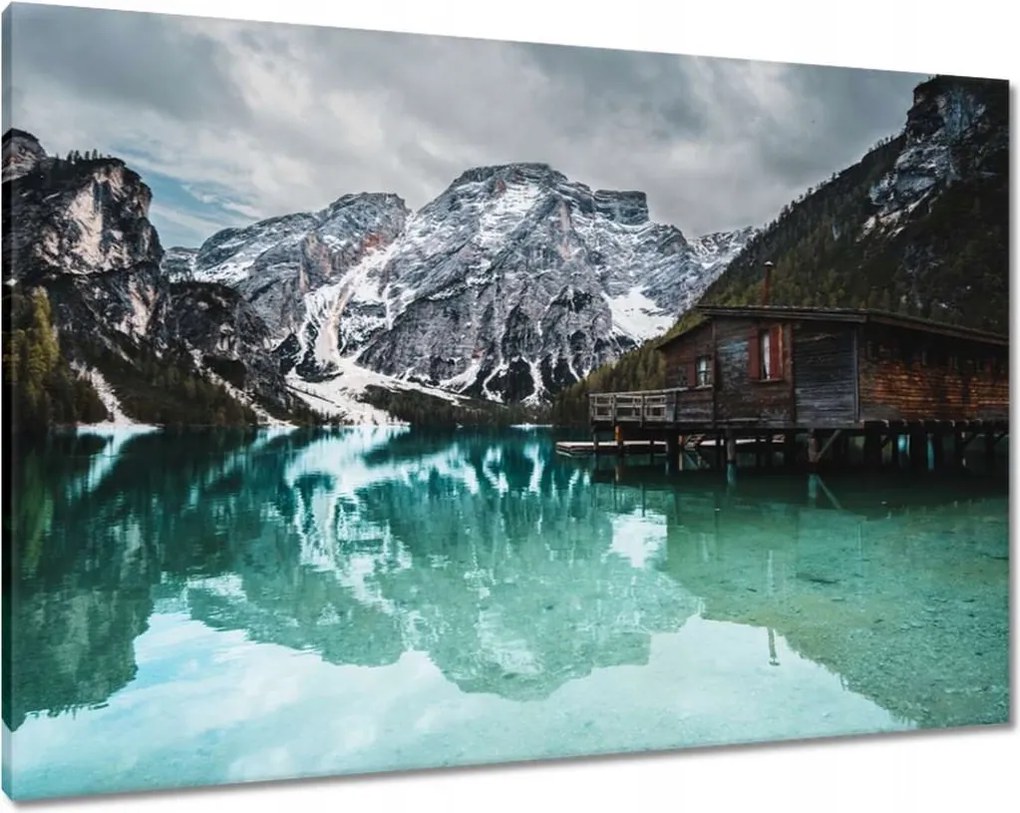 Vászonkép 100x70 Fa házikó a hegyekben