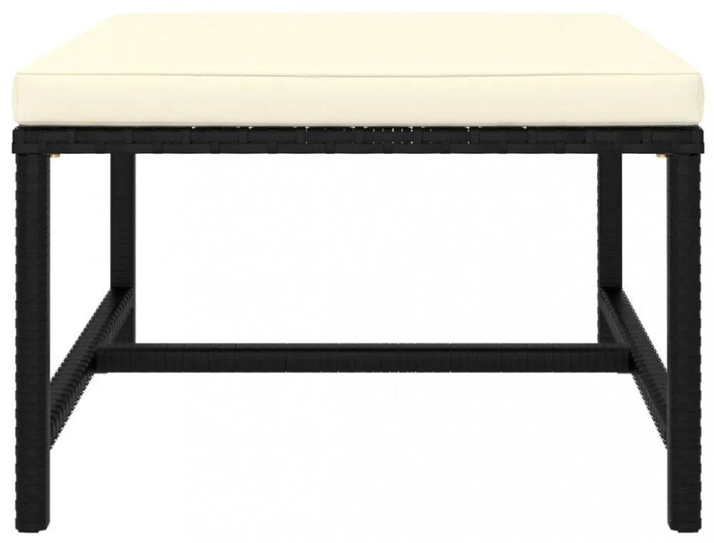vidaXL 10 részes fekete polyrattan kerti bútorszett párnákkal