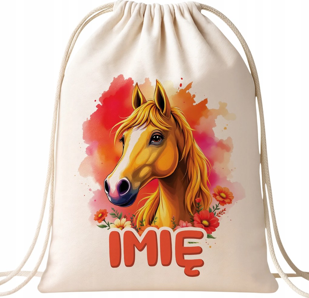 Személyre szabott Pamut Hátizsák Ló Cuki Gyerekeknek
