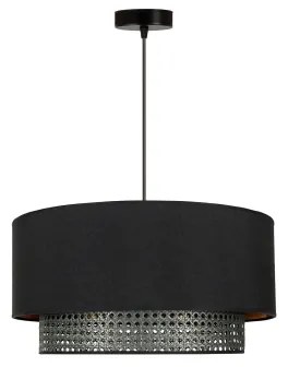 Duolla - Csillár zsinóron BOHO RATTAN 1xE27/15W/230V átm. 45 cm fekete